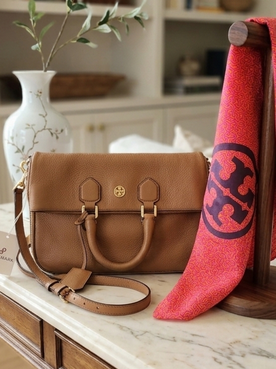 Tory Burch Handbags - Tory Burch Womens Tan Leather Satchel with Crossbody Strap